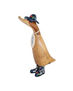 DCUK Natural Finish Duckling with Floral Hat & Welly Boots -Blue